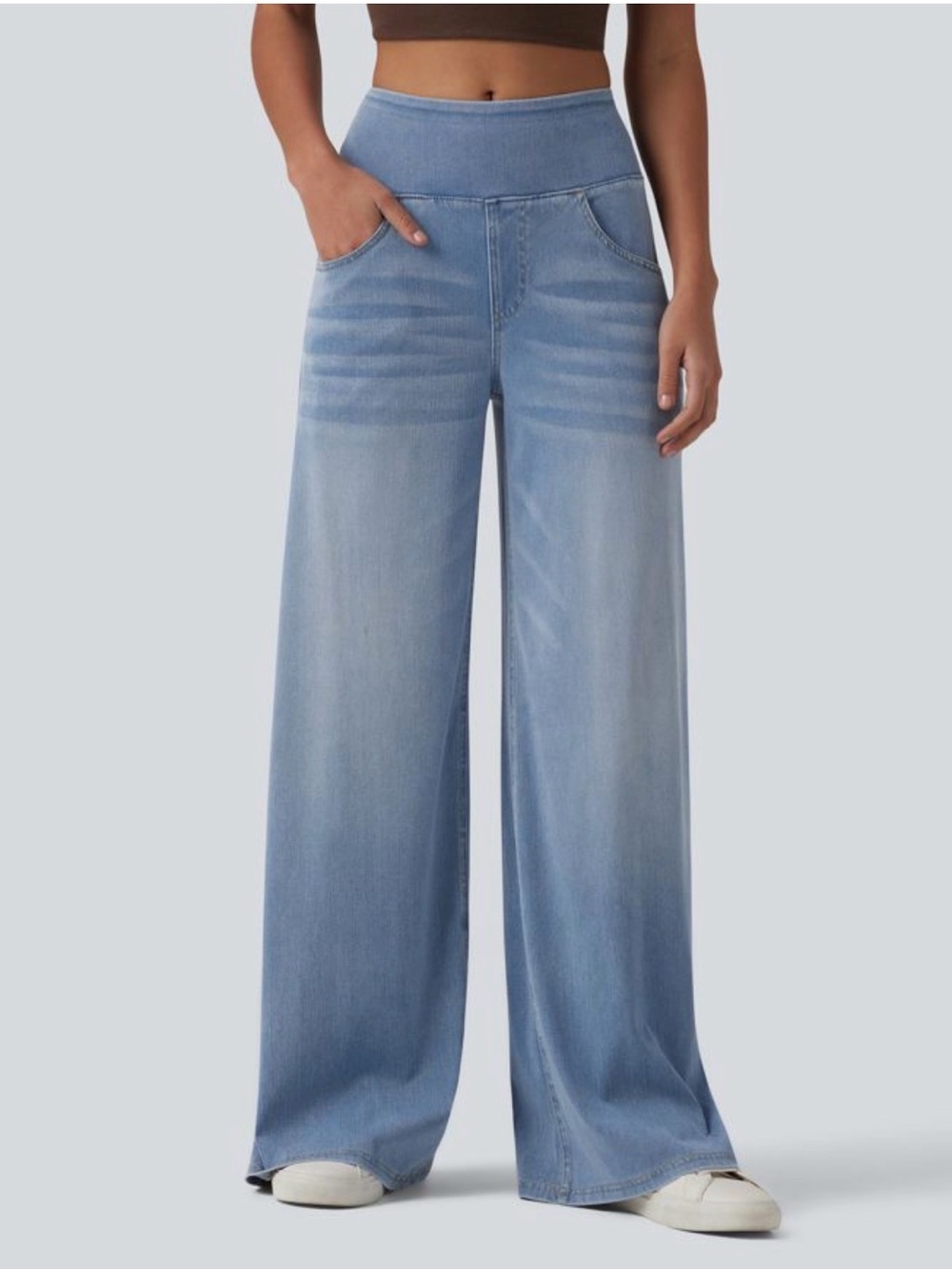 HALARA Light Blue High-Waist Wide Leg Jeans Size (M/ Tall)